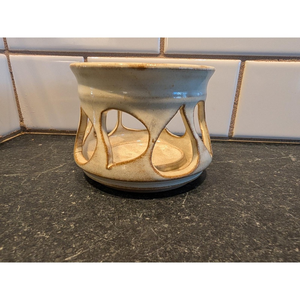 Signed Jacques Votive Orchid Pot Handmade Studio Pottery Ceramic Tea Light